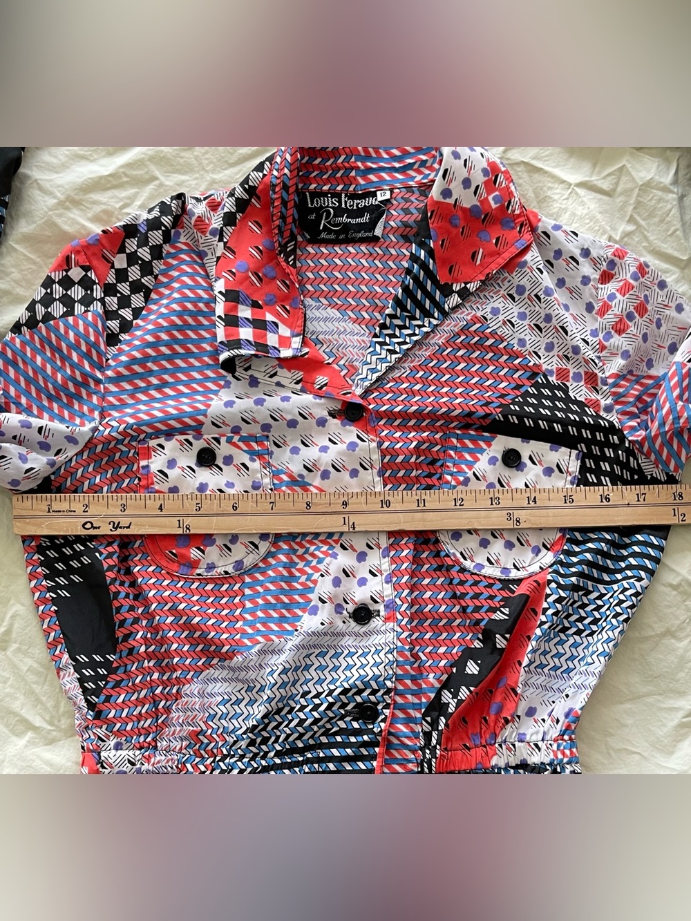 Vintage Louis Féraud at Rembrandt Bold Geometric Dress UK 12 Made in England - Picture 5 of 7